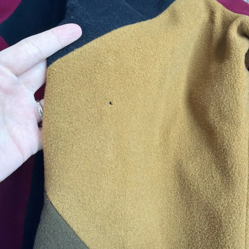 Vintage Gallery Wool Blend Colorblock Swing Coat Open Front Long Sz 14 Union Tag